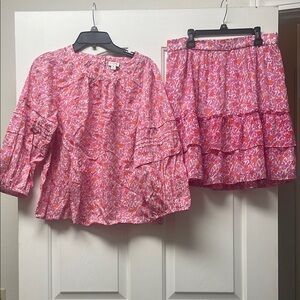 J. Crew Pink Floral Skirt